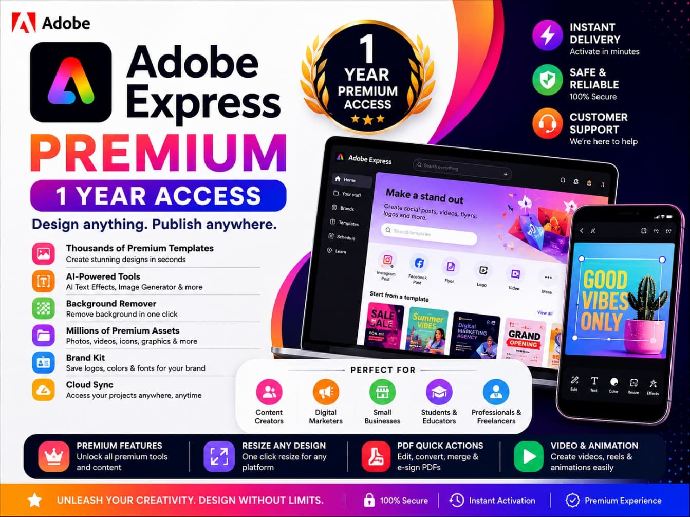 β¨ Adobe Express Premium β 1 Year Subscription